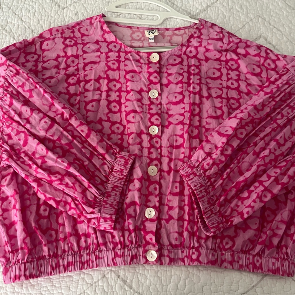 Ivy Jane S/M NWOT Button Down Pattern Crop Top/Jacket w/Drop Shoulder